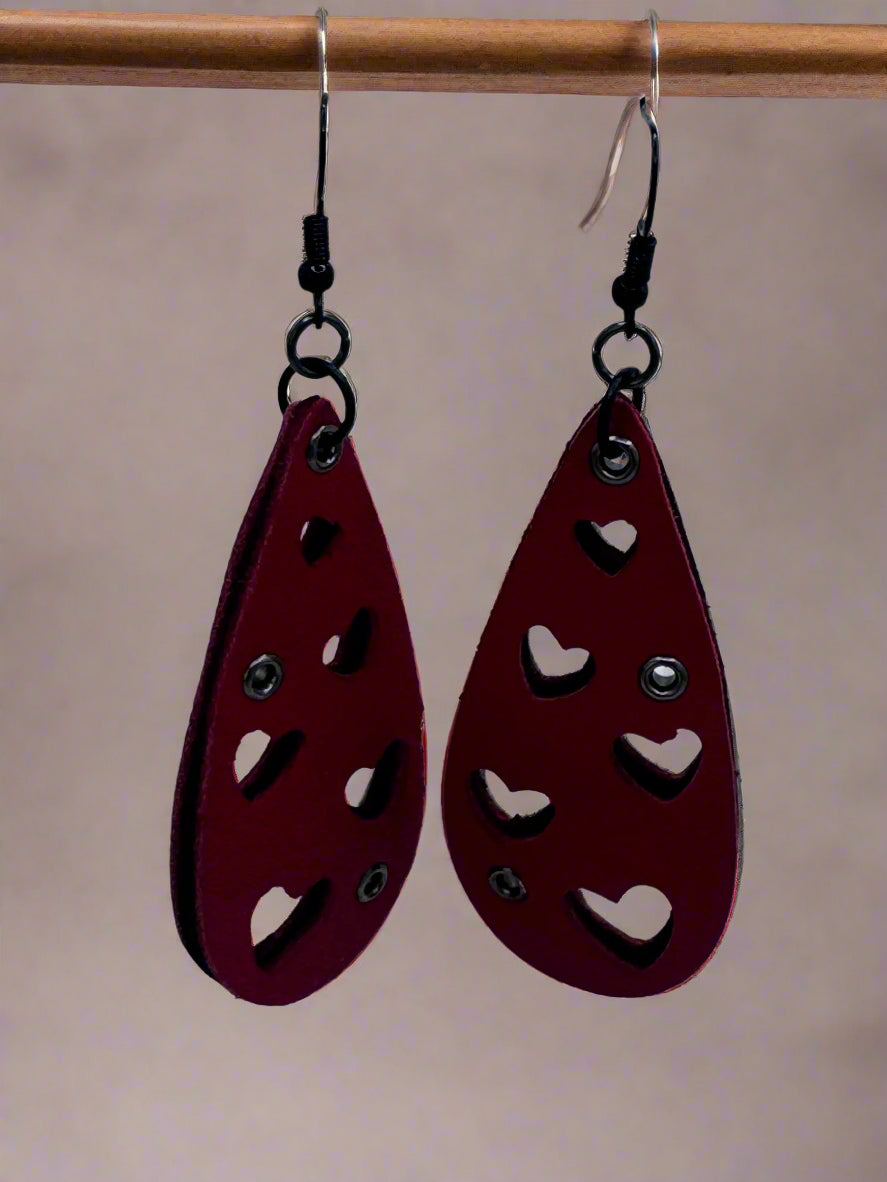 Valentine's Day Teardrop Leather Earrings