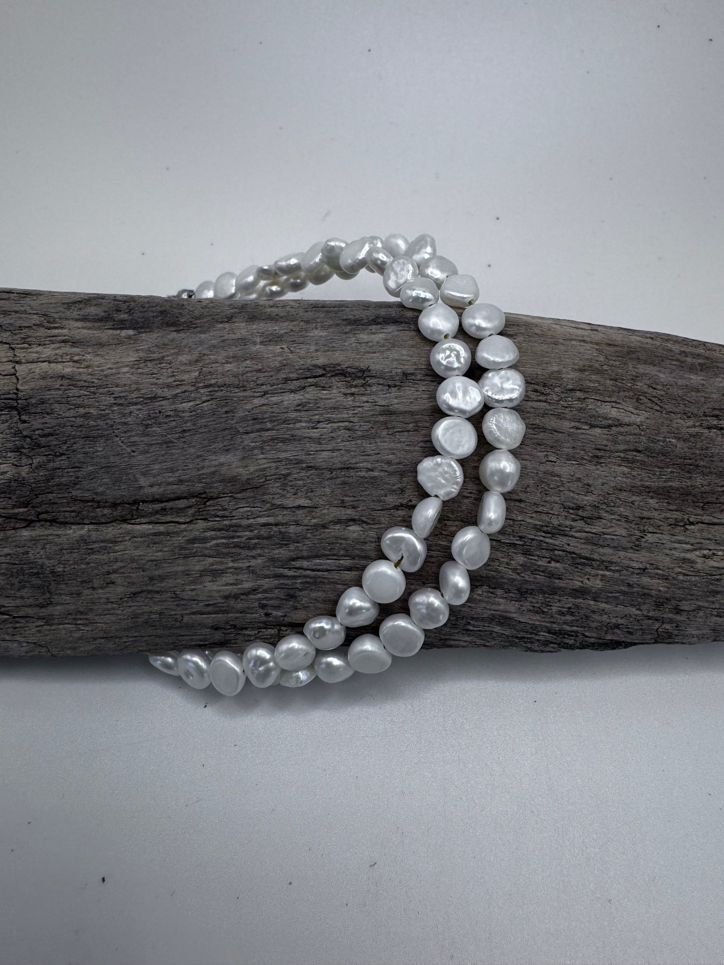 Double-Stranded Moonstone Bracelet with Silver Lobster Clasp – 7.5 Inches