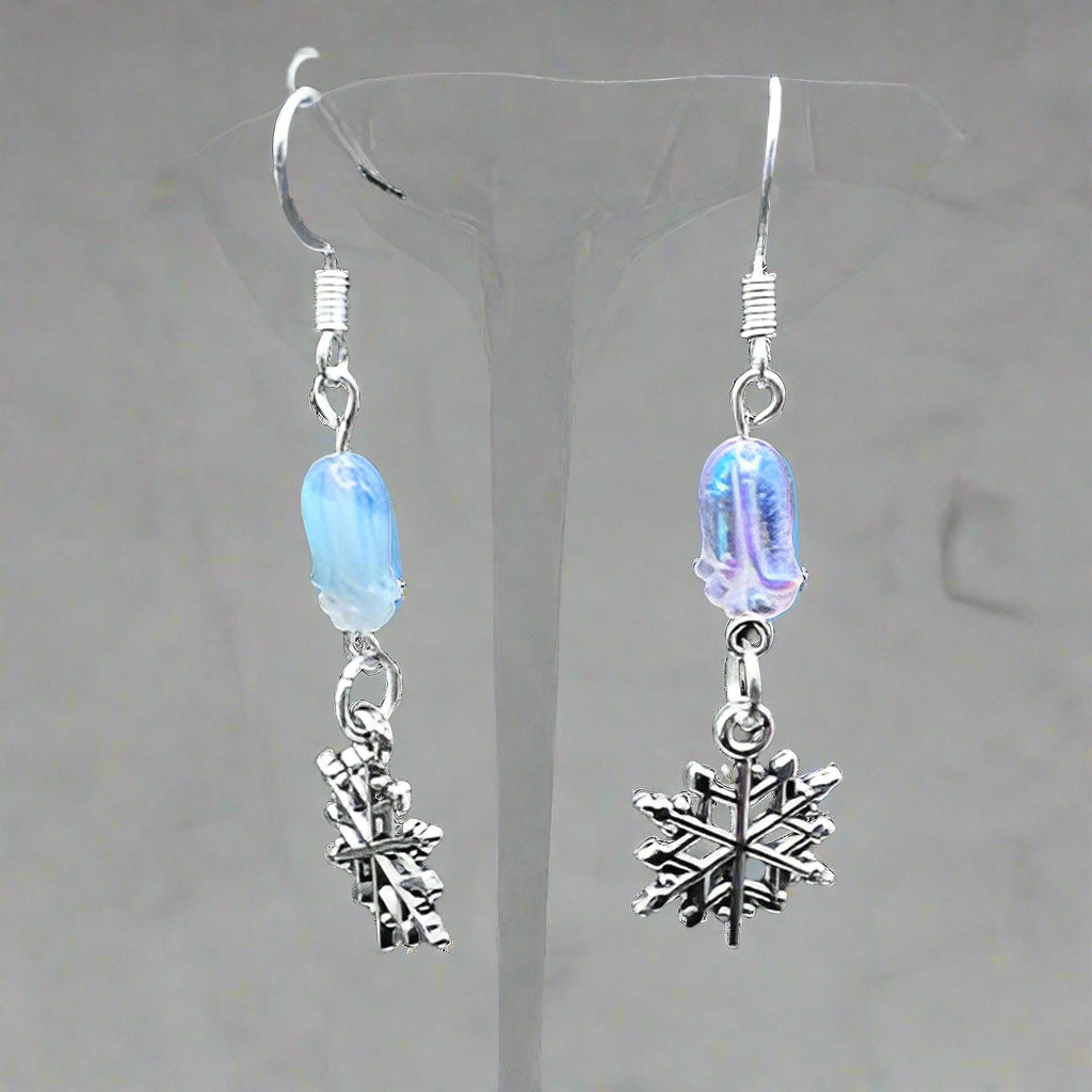 Iridescent Crystal Snowflake Drop Earrings