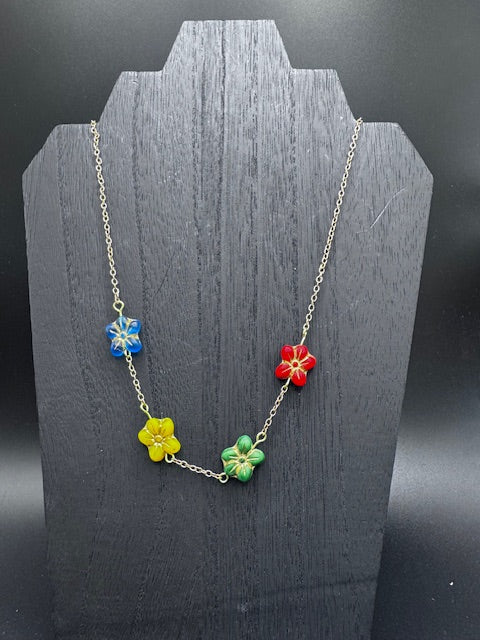 Garden Blooms Czech Glass Flower Necklace