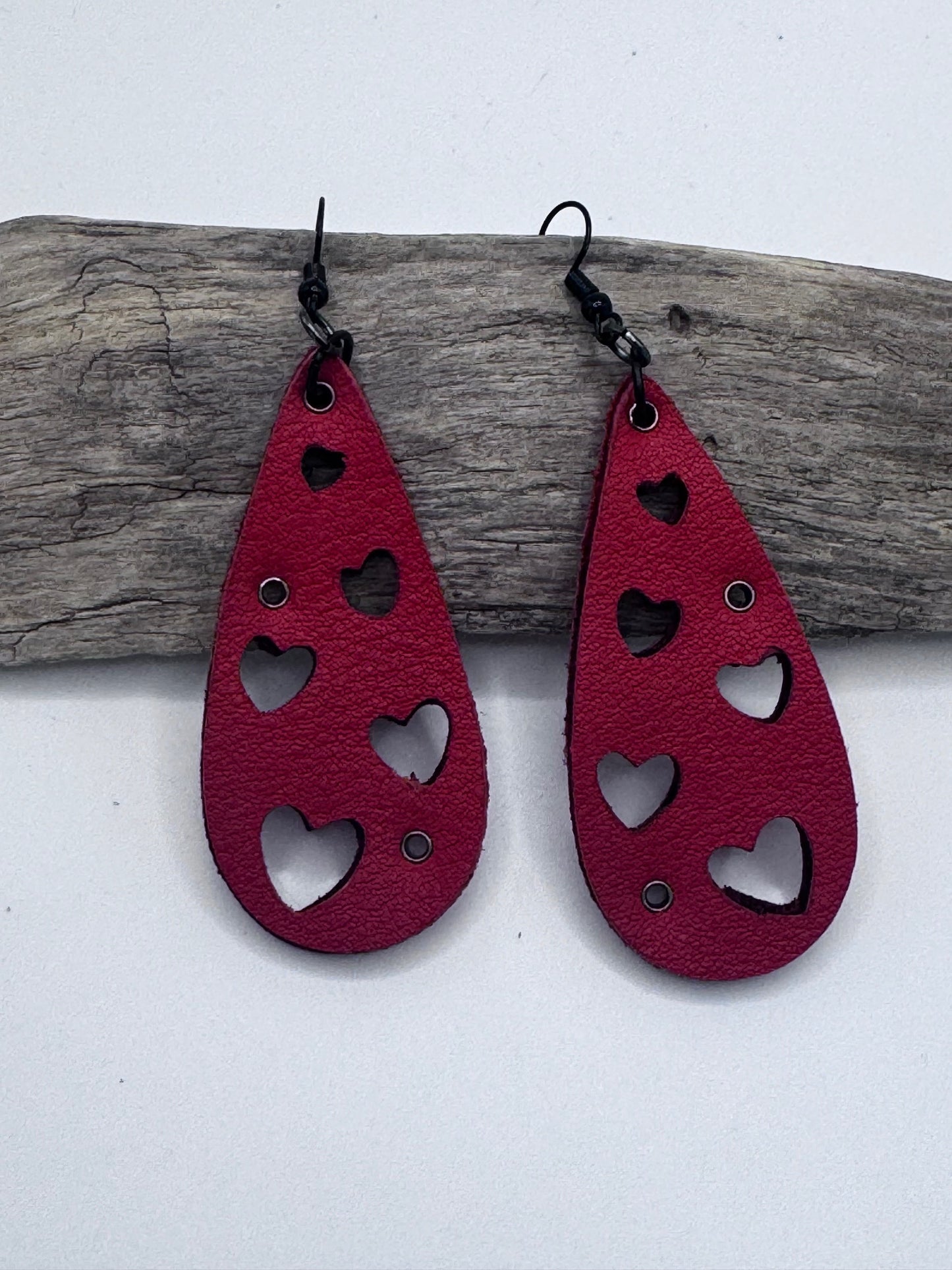 Valentine's Day Teardrop Leather Earrings