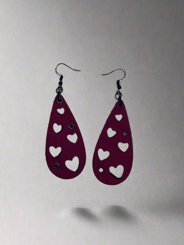 Valentine's Day Teardrop Leather Earrings