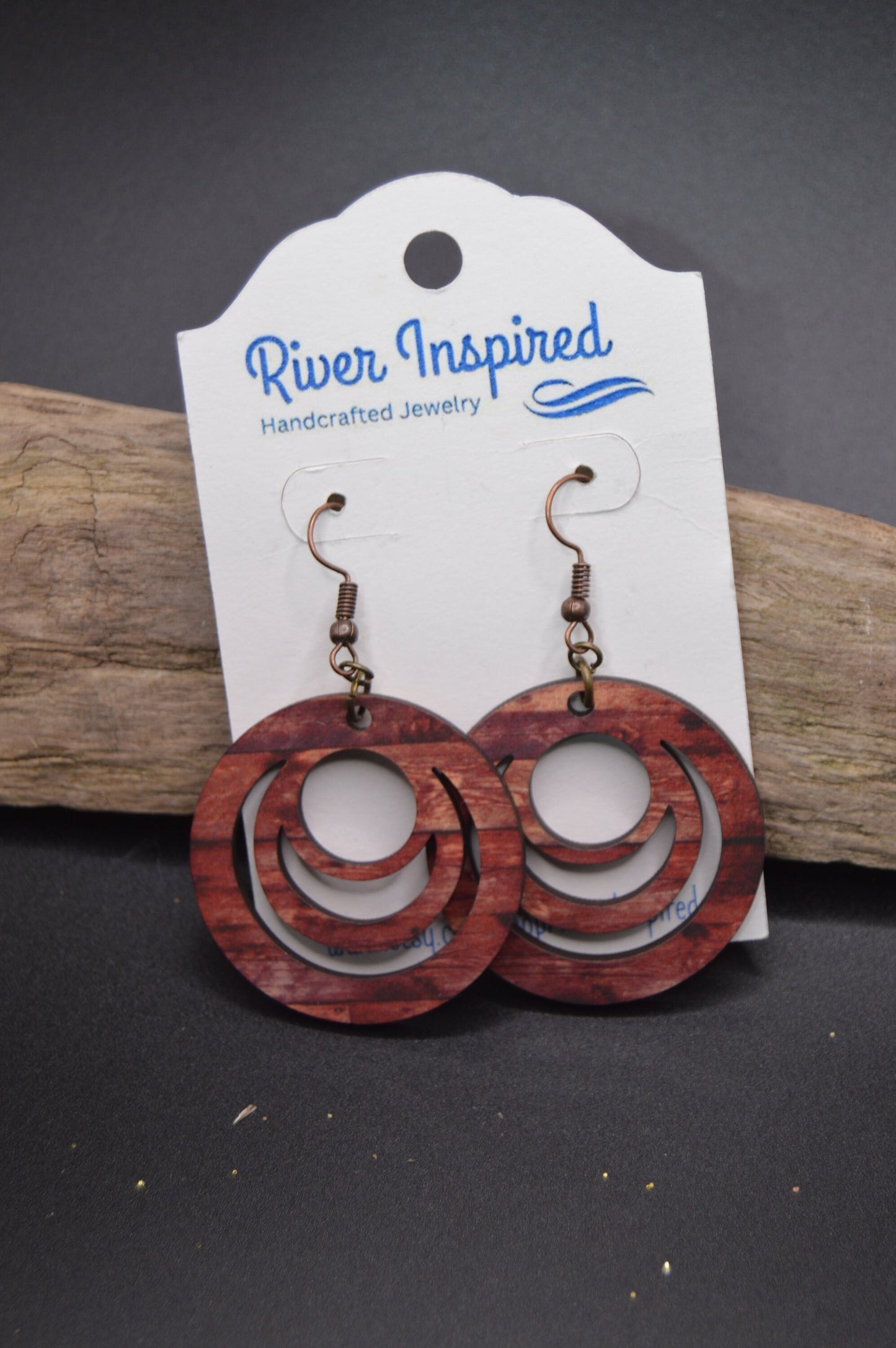 Hollow Round Wooden Dangle Earrings