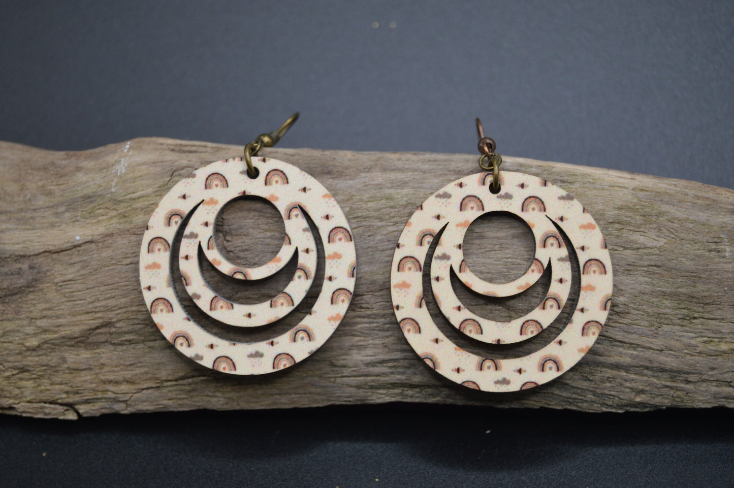 Hollow Round Wooden Dangle Earrings