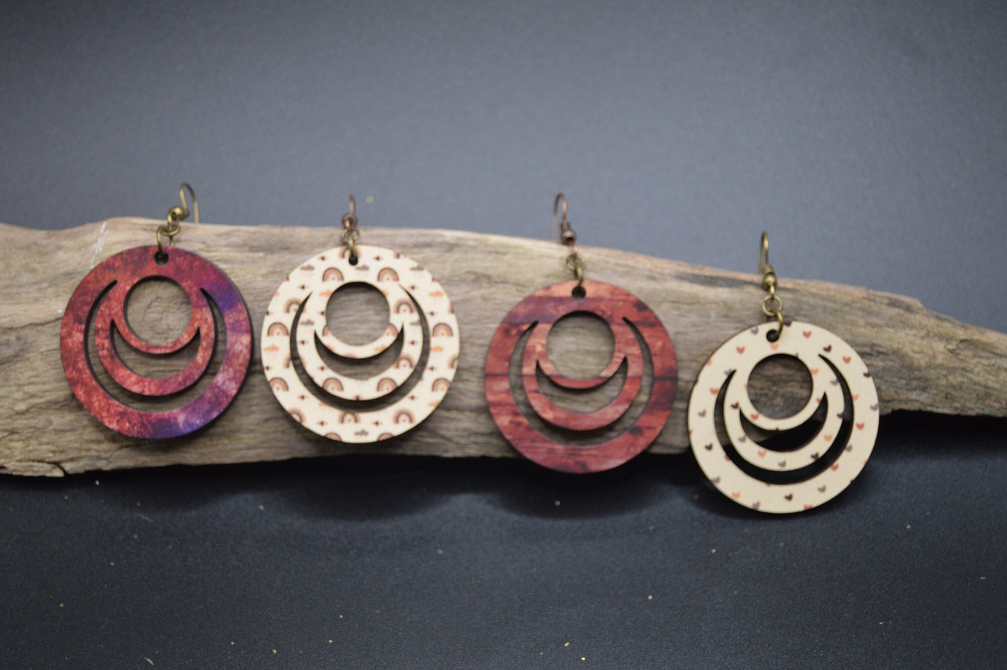 Hollow Round Wooden Dangle Earrings