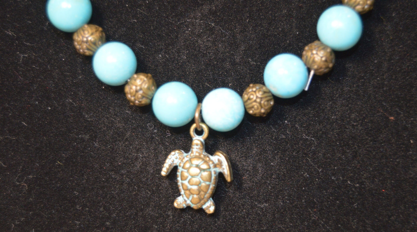 Turquoise Beaded Sea Turtle Necklace