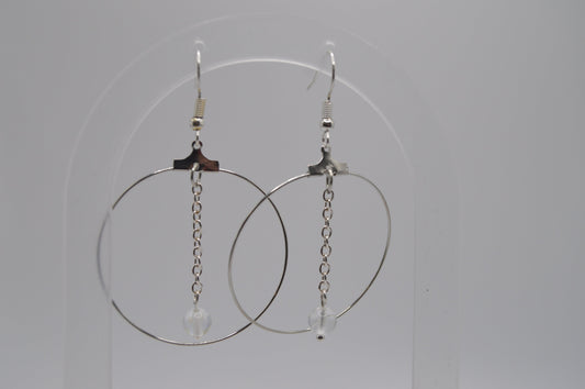 Silver hoop and holographic bead earrings