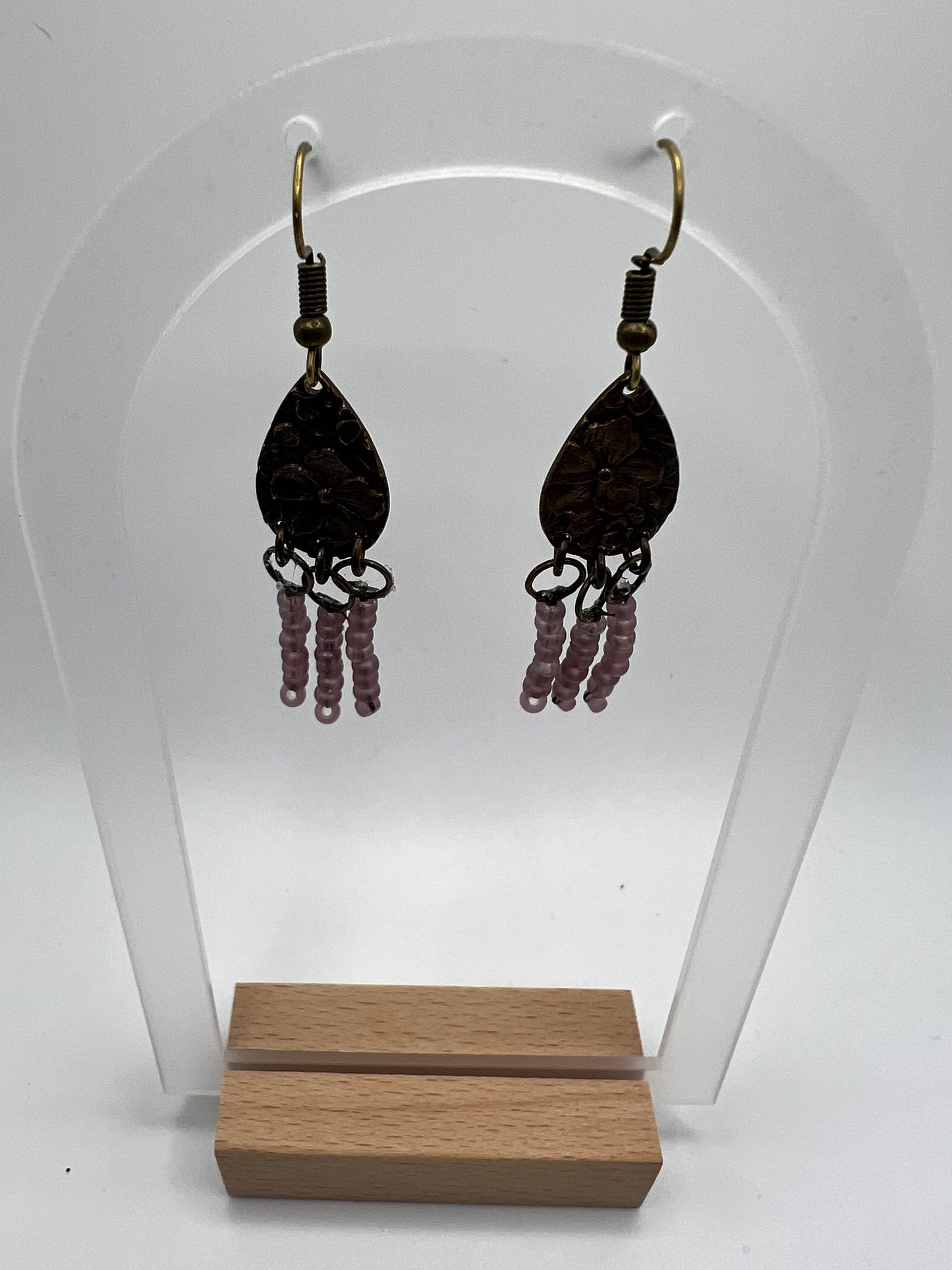 Lavendar Seed Bead Fringe Earrings/Beaded Fringe Earrings/Statement Earrings/Beaded Earrings