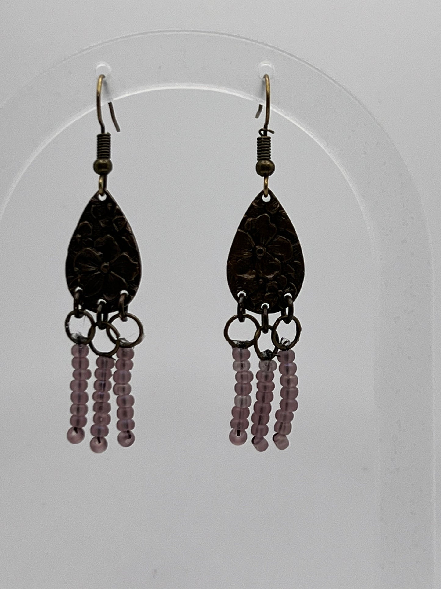 Lavendar Seed Bead Fringe Earrings/Beaded Fringe Earrings/Statement Earrings/Beaded Earrings