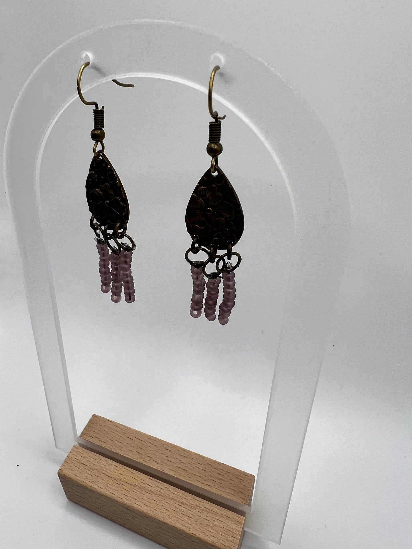 Lavendar Seed Bead Fringe Earrings/Beaded Fringe Earrings/Statement Earrings/Beaded Earrings