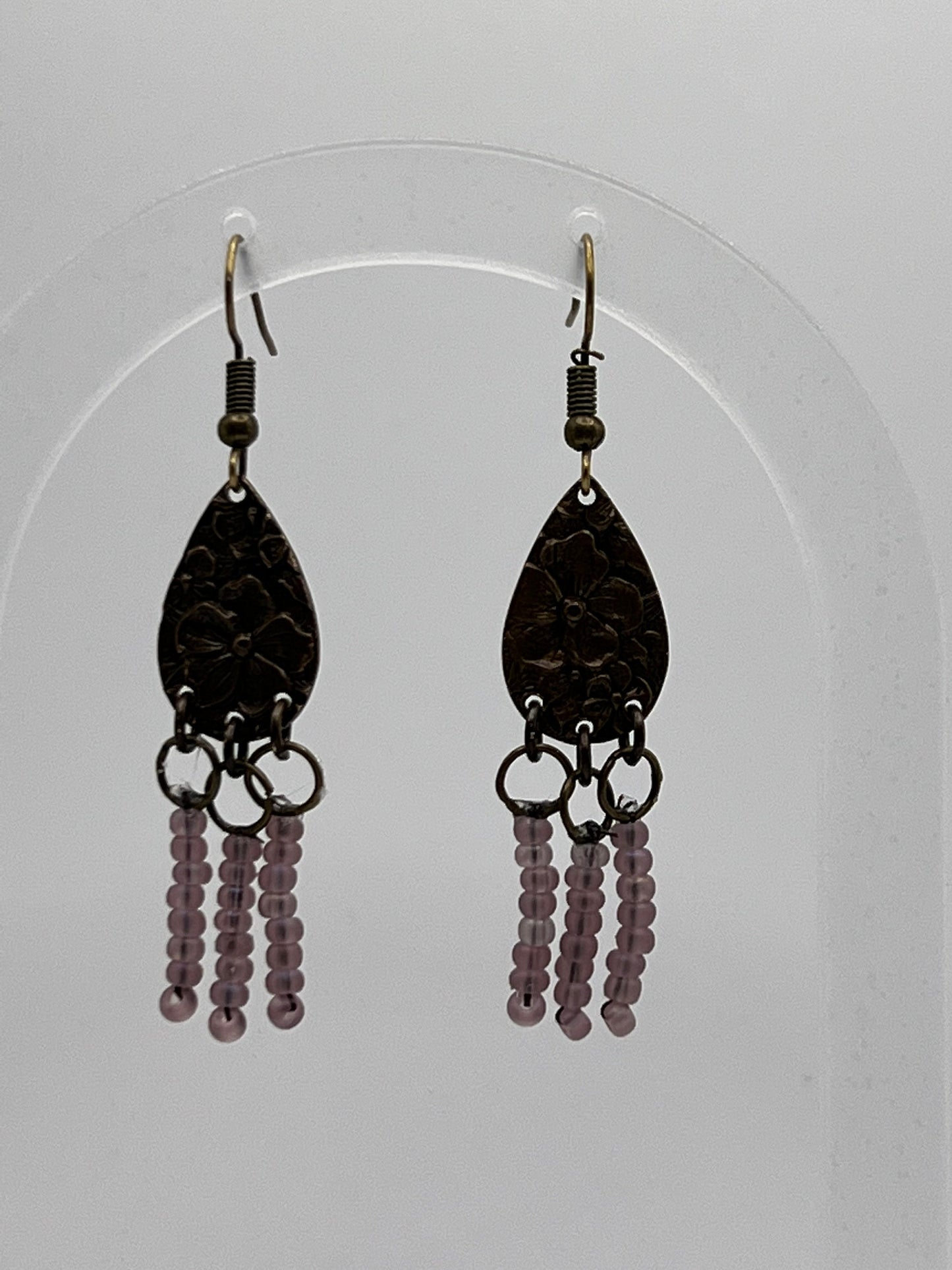 Lavendar Seed Bead Fringe Earrings/Beaded Fringe Earrings/Statement Earrings/Beaded Earrings