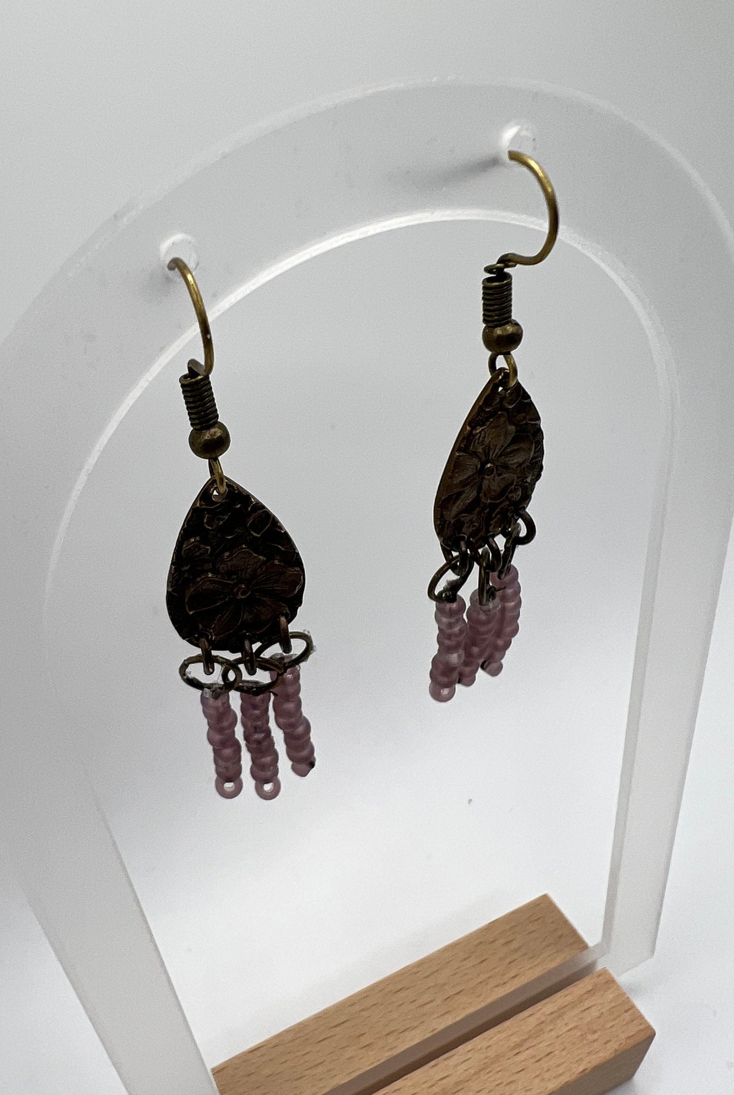 Lavendar Seed Bead Fringe Earrings/Beaded Fringe Earrings/Statement Earrings/Beaded Earrings