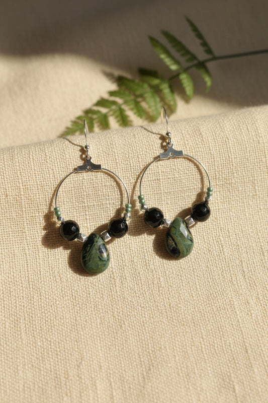 Forest Current Kambaba Jasper Hoop Earrings