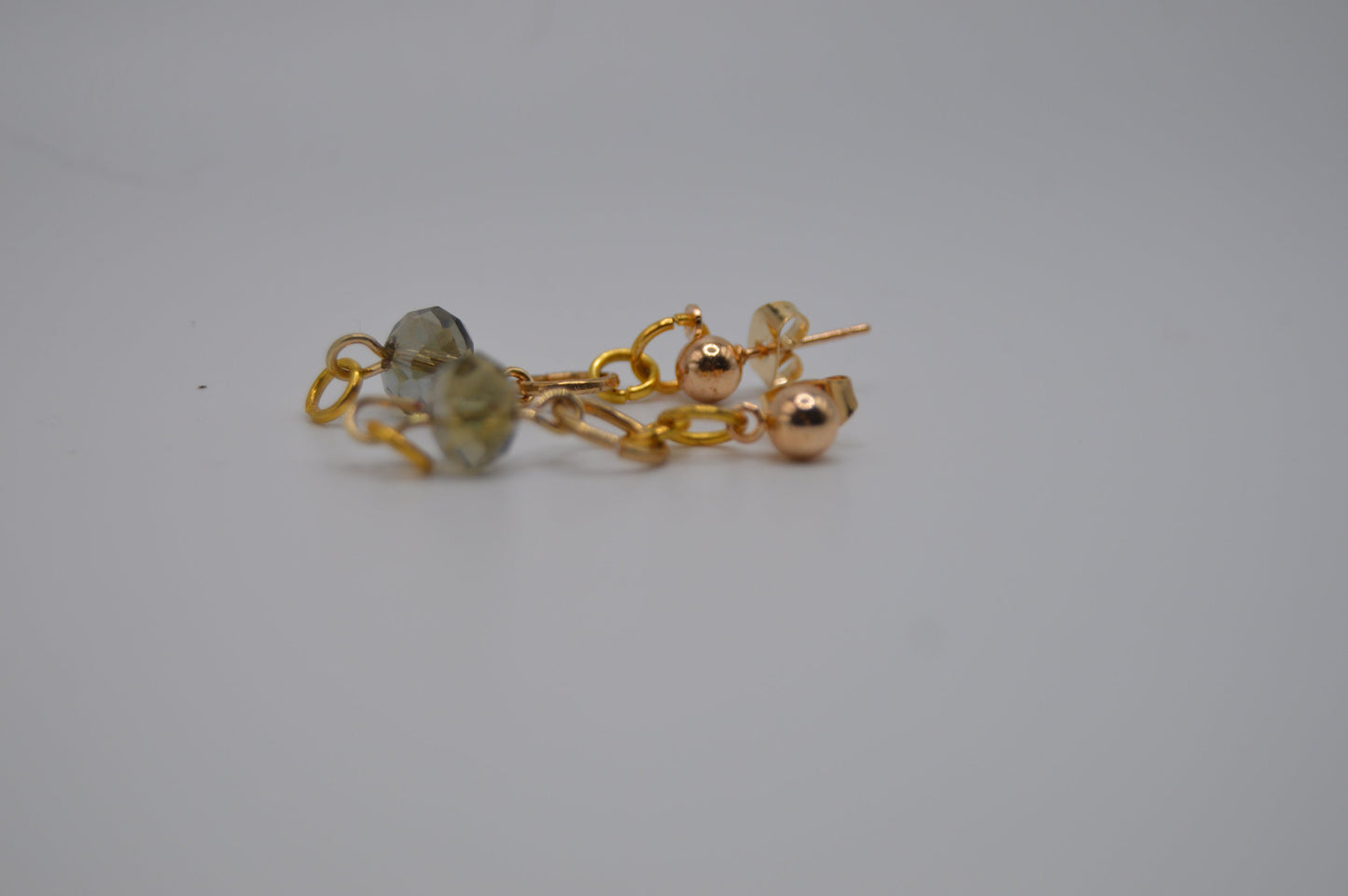 Elegant Gold Post Earrings with Crystal Rondelle Bead - Minimalist Beauty for Any Ensemble