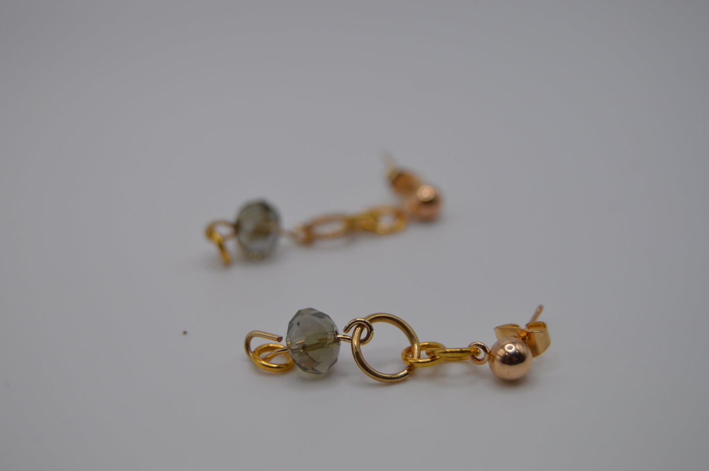 Elegant Gold Post Earrings with Crystal Rondelle Bead - Minimalist Beauty for Any Ensemble