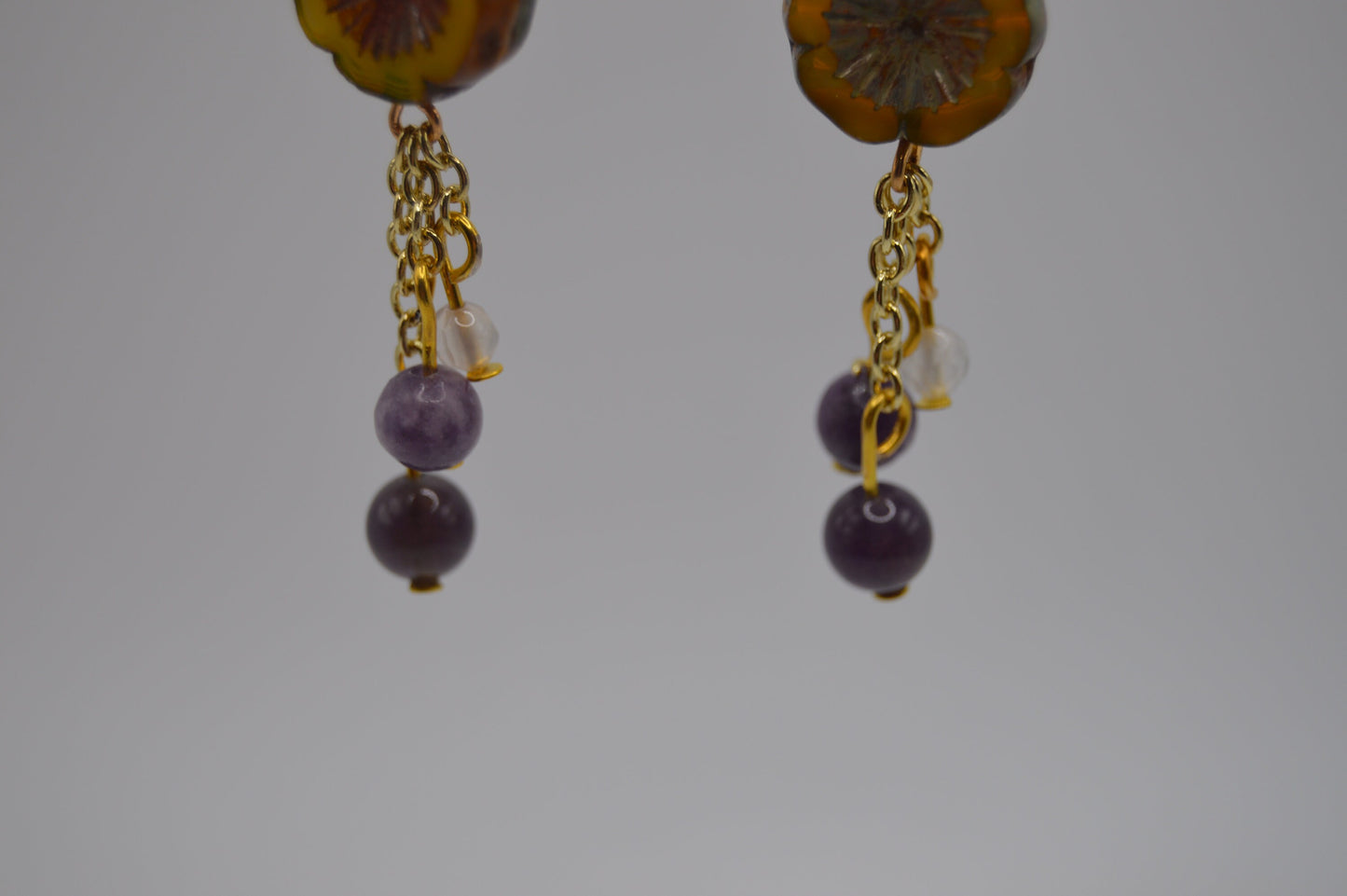 Stunning Floral Earrings Handmade with Czech Glass