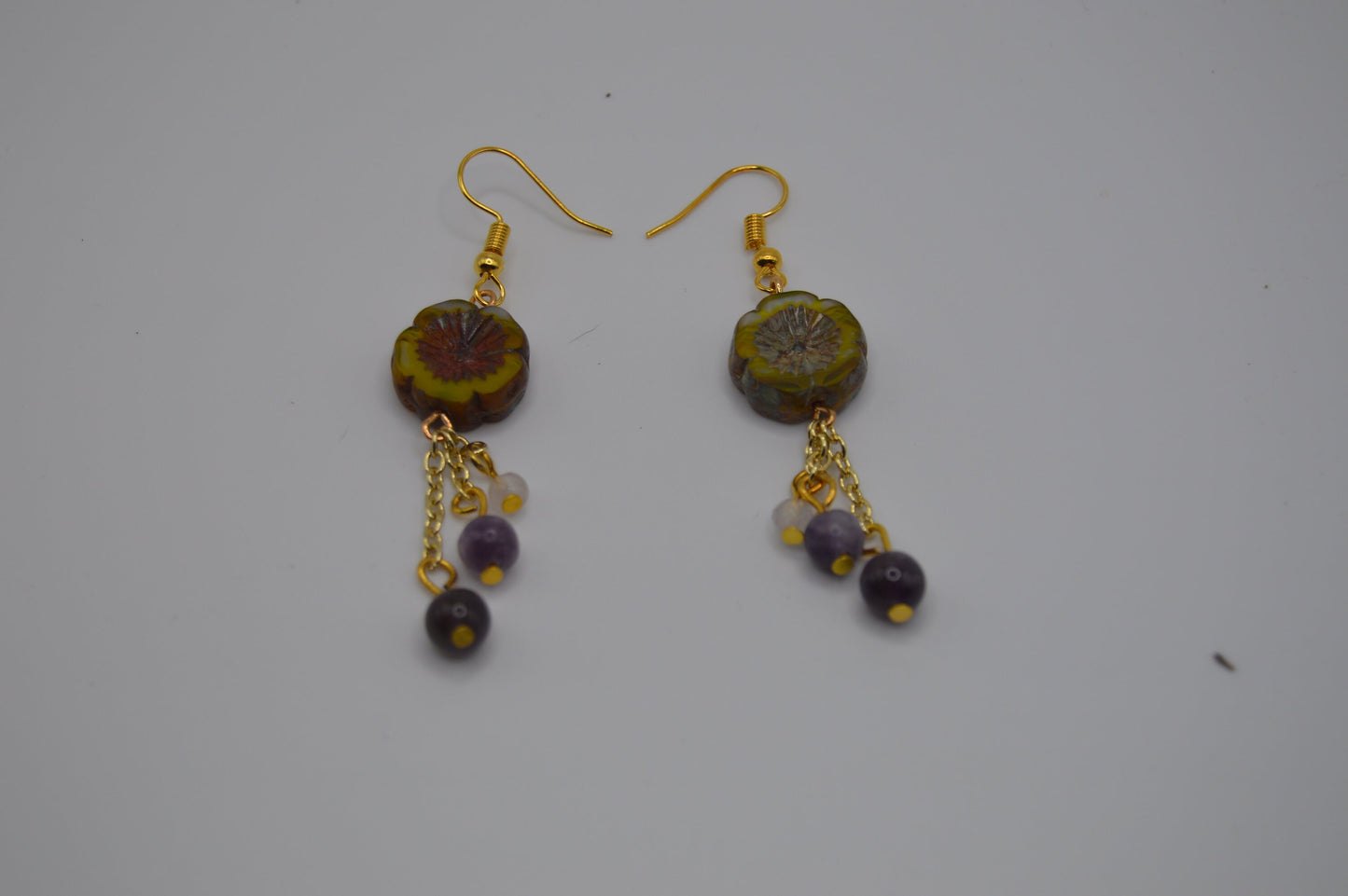 Stunning Floral Earrings Handmade with Czech Glass