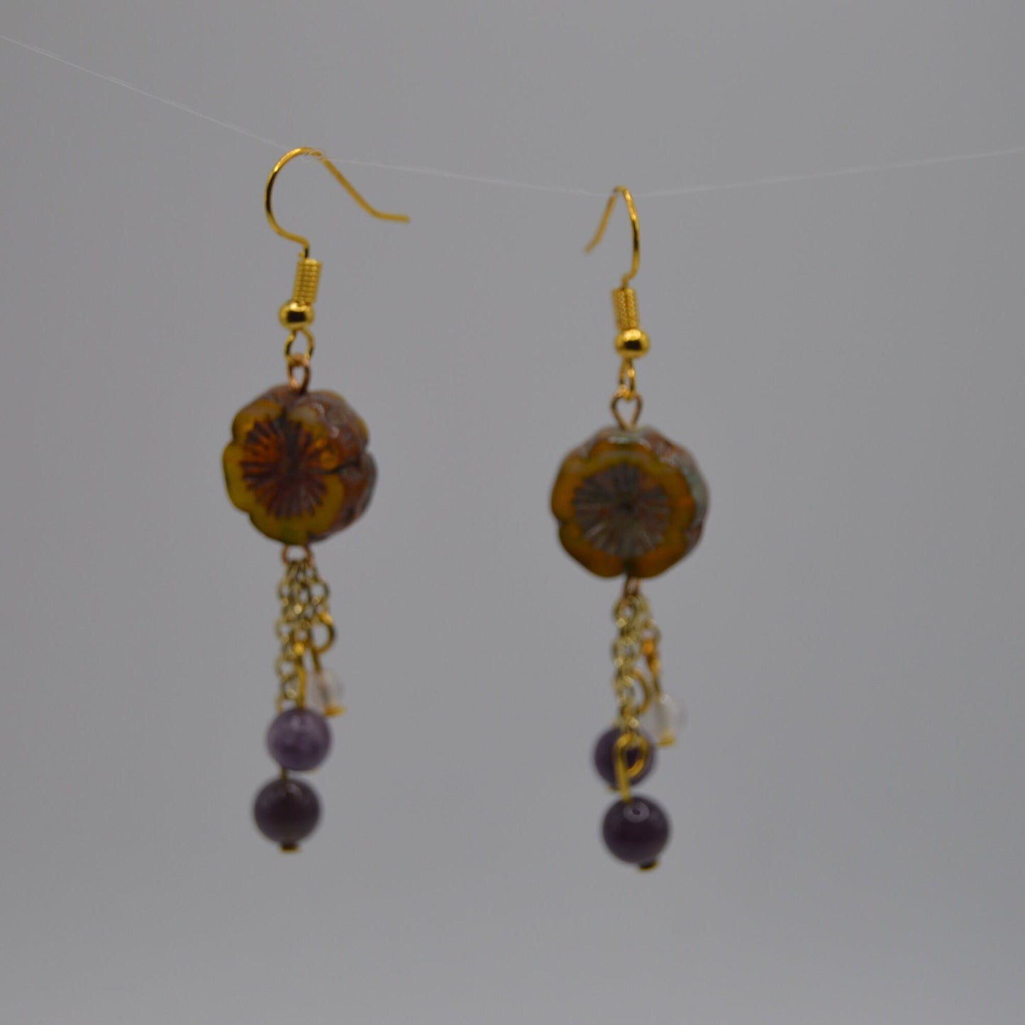 Stunning Floral Earrings Handmade with Czech Glass