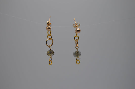 Elegant Gold Post Earrings with Crystal Rondelle Bead - Minimalist Beauty for Any Ensemble