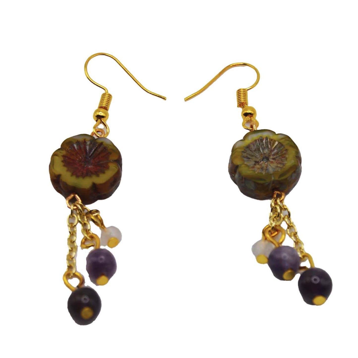 Stunning Floral Earrings Handmade with Czech Glass