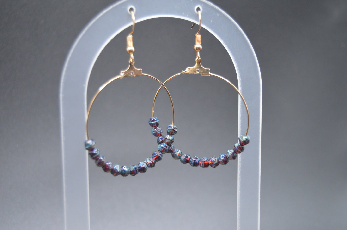 Boho Style Czech Glass Hoop Earrings