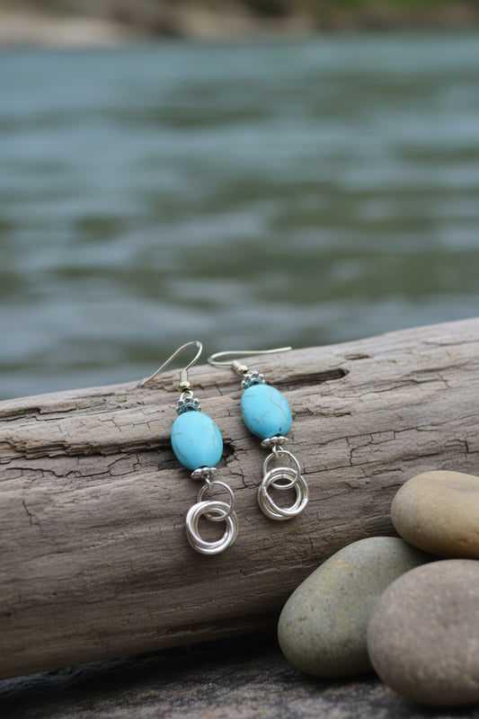 Turquoise Tangle Chainmaille Earrings